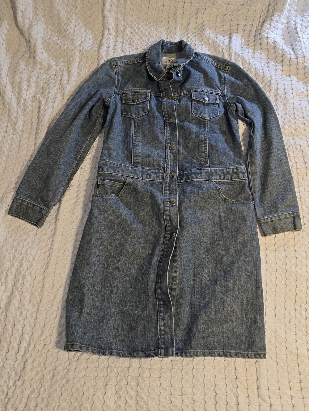 A|X Armani Exchange Denim Shirt Dress Long Sleeve Button Front Blue Cotton S